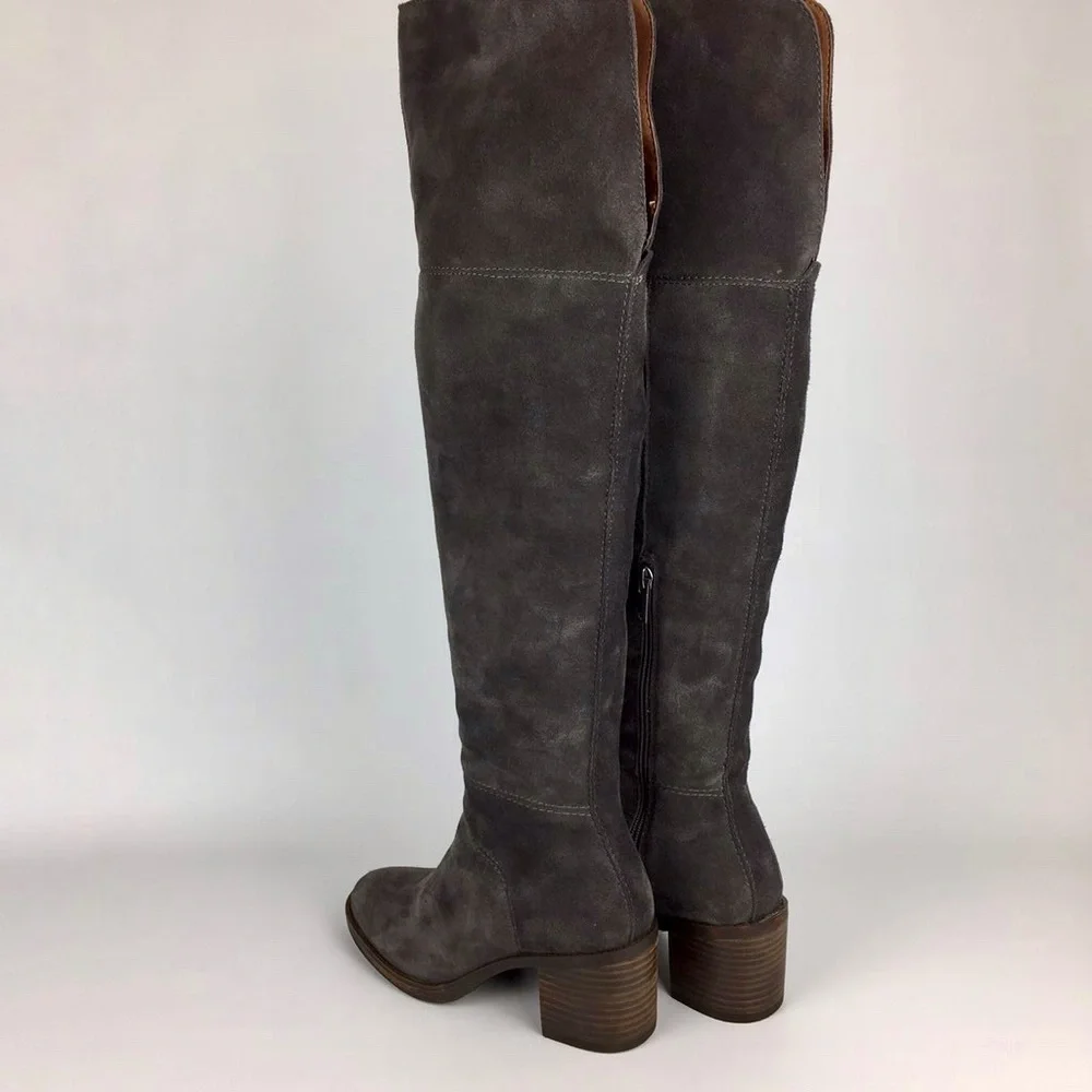 Lucky Ramsden Gray Suede Over the Knee OTK Heeled Boot 6